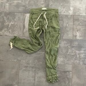 Joie Green and White Joggers with Tapered Ankles
